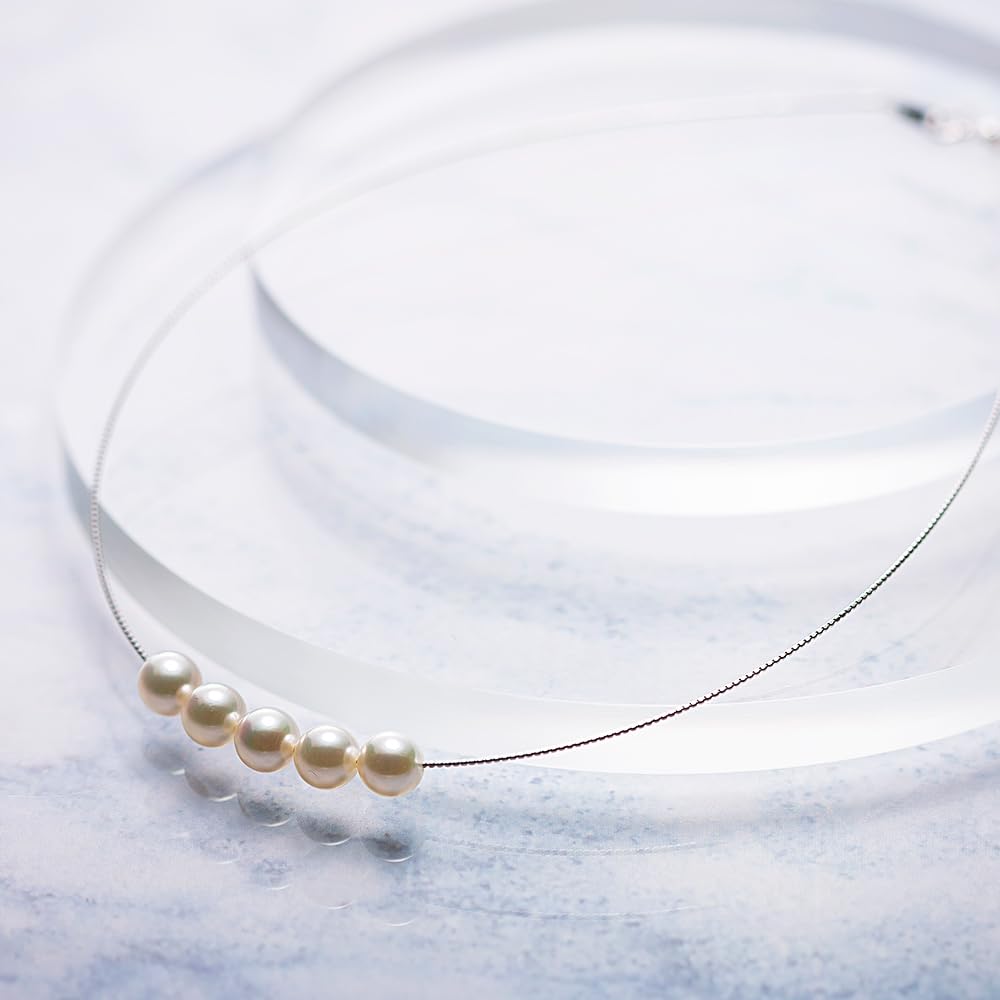 Quintuplets Pearl Pendant K18WG Pearl Necklace [Moon Label] Women's [Gift Wrapped]