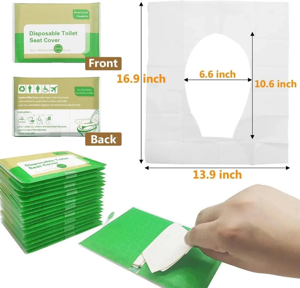 200/10PCS Disposable Toilet Seat Cover Portable Travel Camping Hotel Bathroom Degradable Waterproof Toilet Mat Accessories
