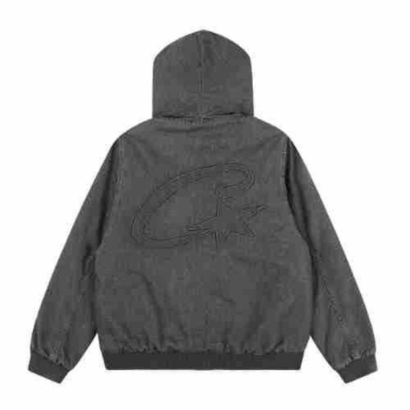 Corteiz Streetwear Hooded Jacket Loose Fit Casual Letter Print Zip Coat Young Men Winter