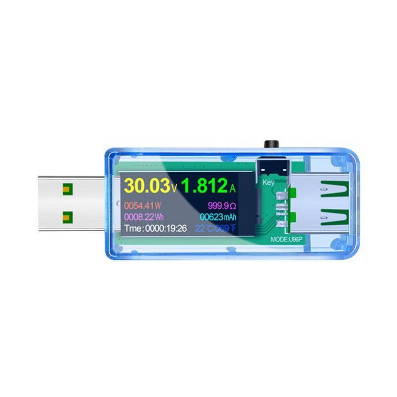 U96P 6.5A 13 In 1 USB Tester DC Digital Voltmeter Voltage Current Volt Ammeter Detector Indicator Meter Clear Blue