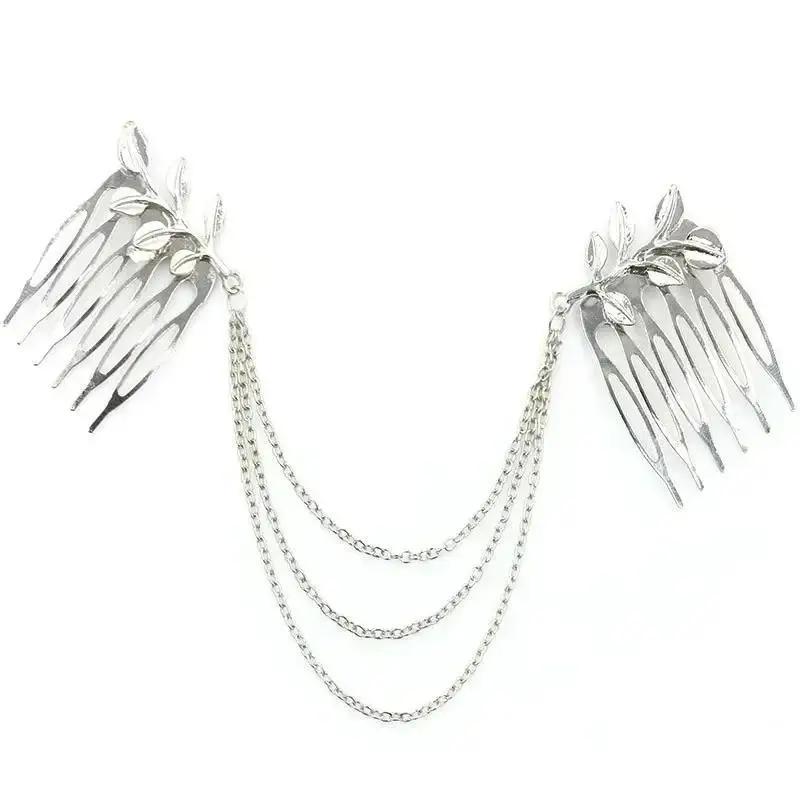 Fashionable Creative Tassel Leaf Comb Hair Accessory Double Headed Inserted Comb Bridal Headpiece Accessory Gift Wholesale