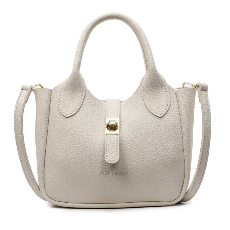Summer leisure, high-end sense, fashion temperament, portable bucket bag, women's versatile lychee pattern texture, light luxury messenger bag