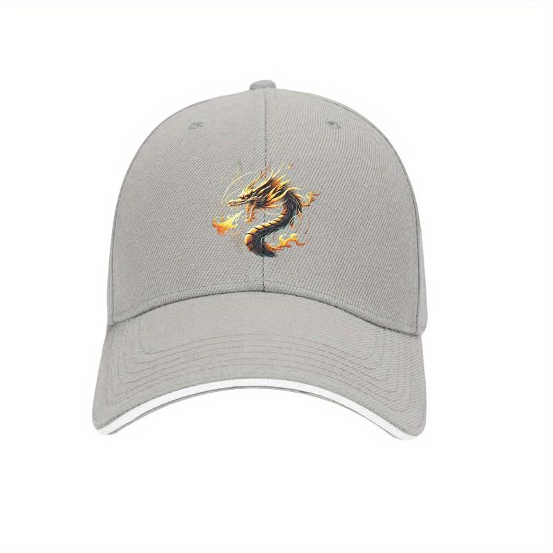 Fire Breathing Dragon Baseball Cap Adjustable Cotton Print Outdoor Casual Adult Sun Protection Hat