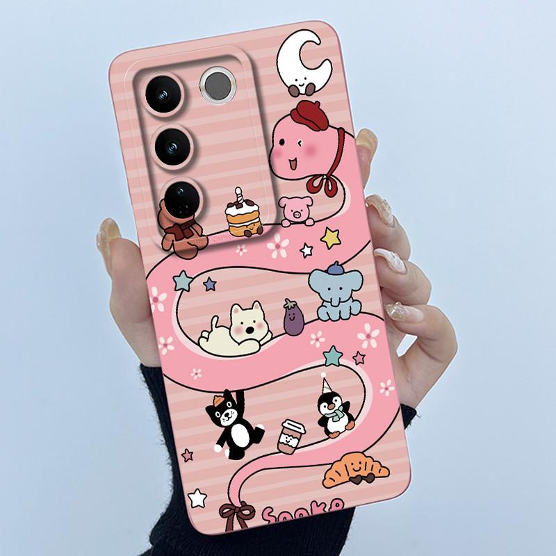 For VIVO V27 V29 5G Phone Case V25E LATAM V27E V29E Cover Fashion Simplicity Flower Soft Liquid Silicone Protective Shell Fundas