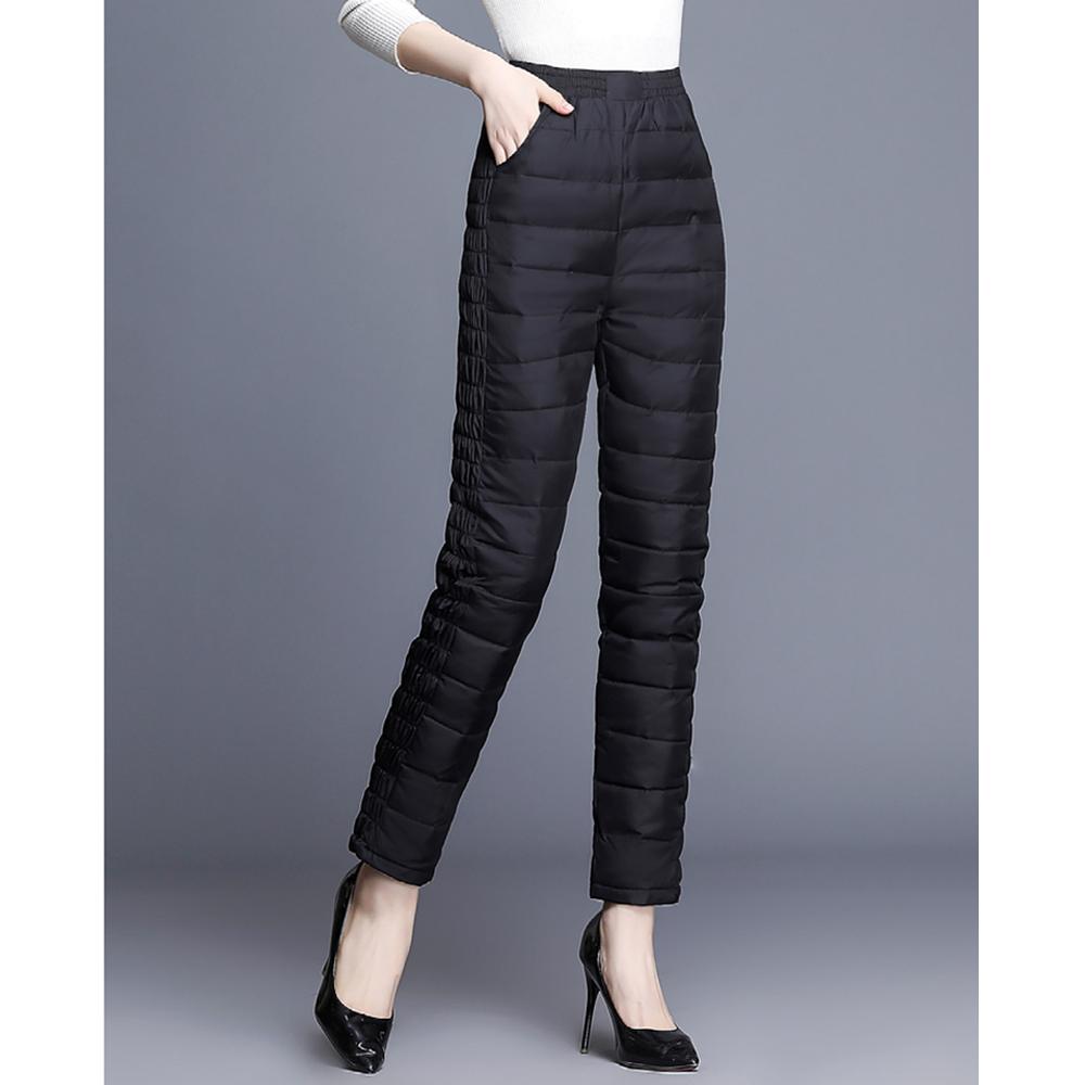 Women Pants Trousers Winter High Waisted Outer Wear Women Female Fashion Slim Warm Thick Duck Down Pants Trousers
