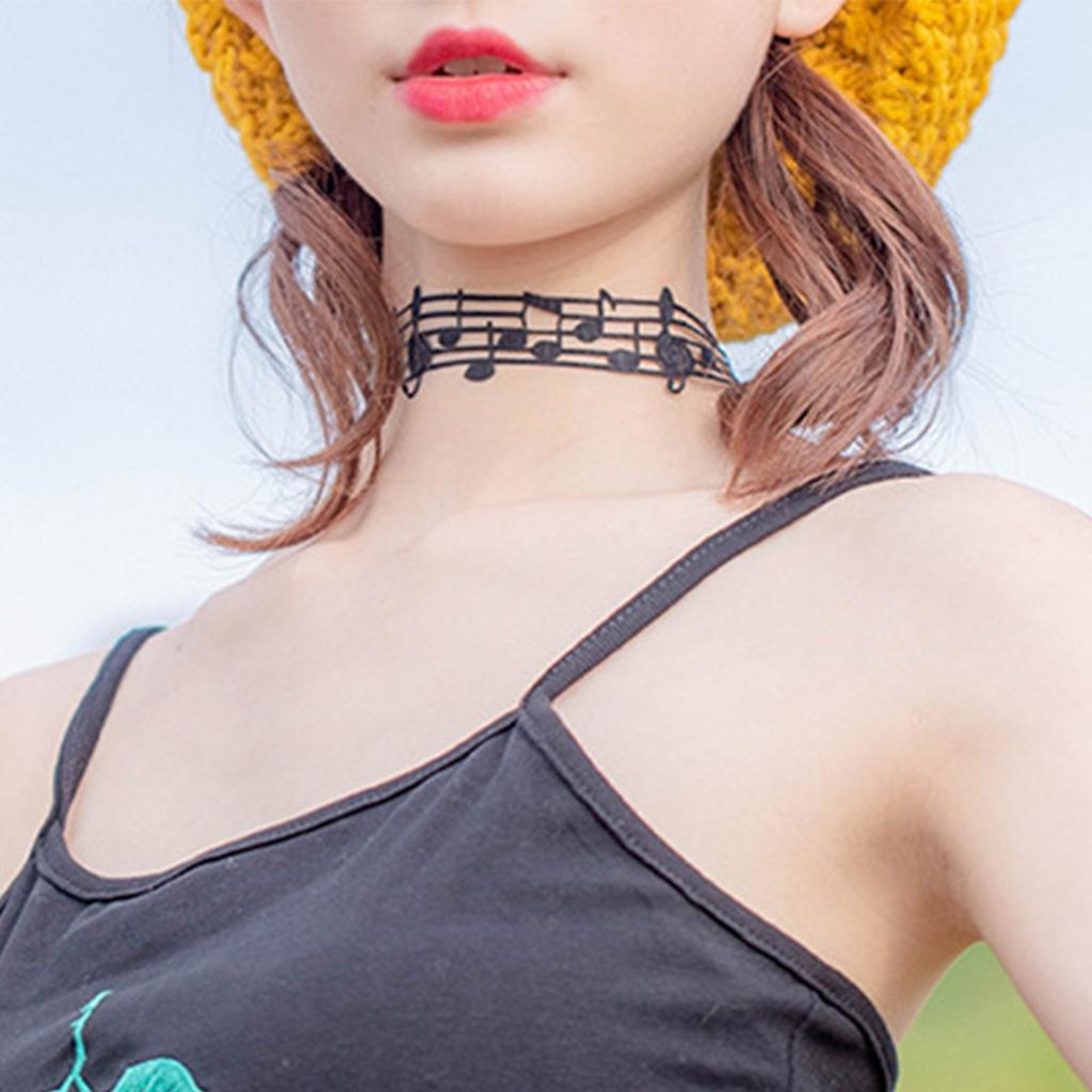 Handmade Black Short Necklace Featuring Unique Musical Note Design Women Jewelry for Fashionable Women and Music Lovers