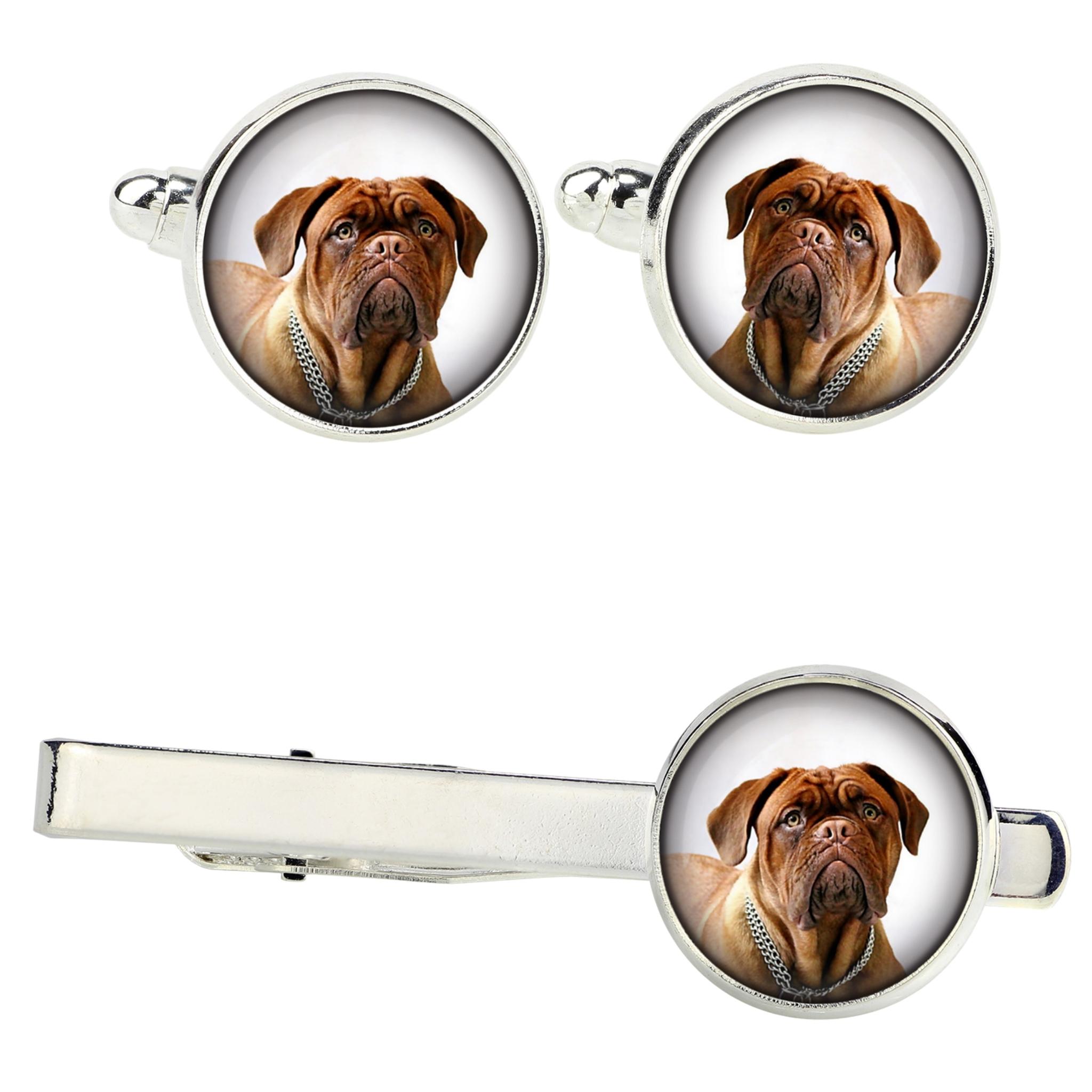 

Dogue de Bordeaux, French Mastiff, Bordeauxdog - cufflinks and tie with your photo, a suit decoration, men s jewelry from the Art-Dog brand. срібний