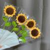 House Party Decoration Flower Art Knited Flower Table Fake Flowers Vase Ornament Sunflower Bouquet