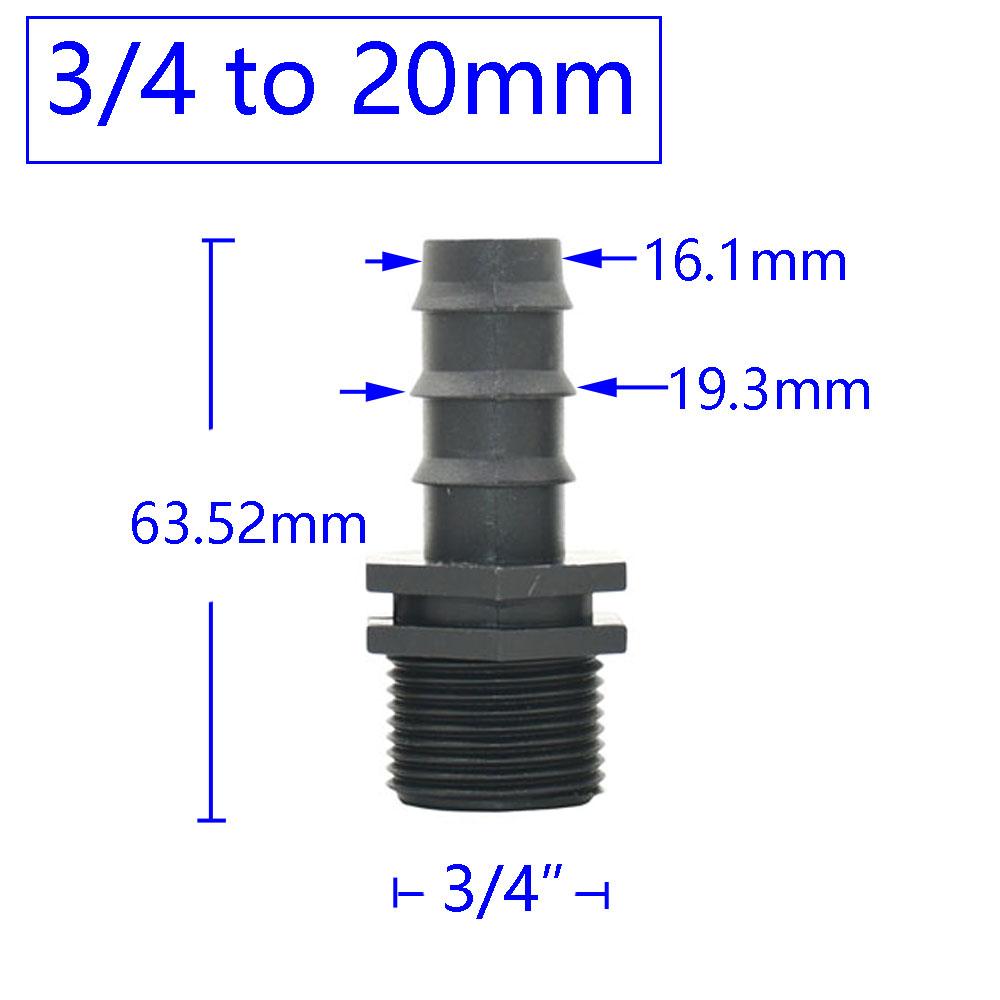 1/2 3/4 Female Male Thread To 1/2 3/4 1 Inch Garden Hose Barb Connector 16mm 20mm 25mm Plastic Hose Fitting 2 Pcs