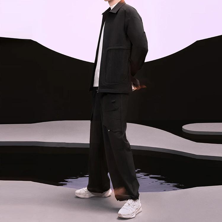 Li Ning X Jackie Chan Kung Fu Series Innate Qi Solid Color Straight Loose Casual Pants Men Bottoms Charcoal-Black AKXT035-2