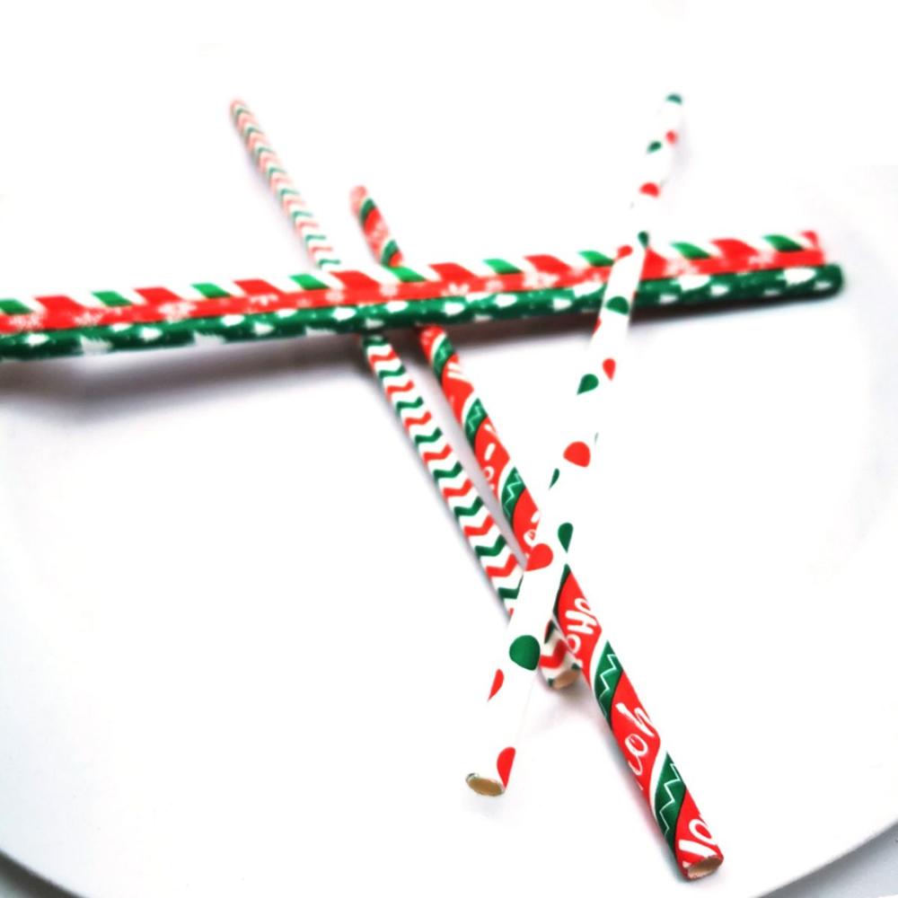 Multicolor Paper Tableware Drinking Straws Party Supplies Bar Tools Christmas Decoration