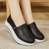 Women Platform Loafers Students Casual Black Leather Elevator Shoes Thick Sole Height Increase White Sneakers