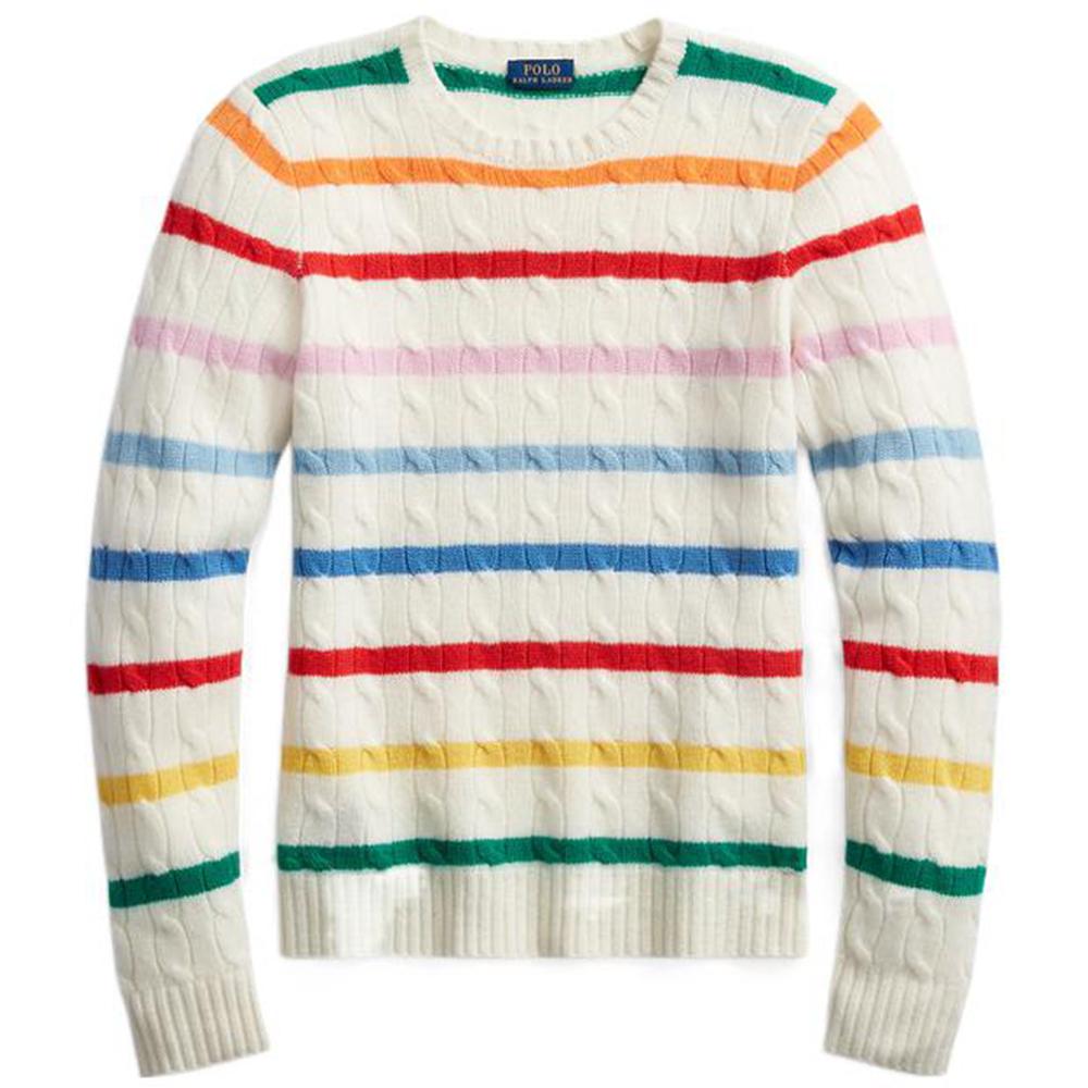 Polo Ralph Lauren Весна-Лето 22 Полосатый Свитер Крупной Вязки Женский свитер Белый WMPOSWENC020371 S