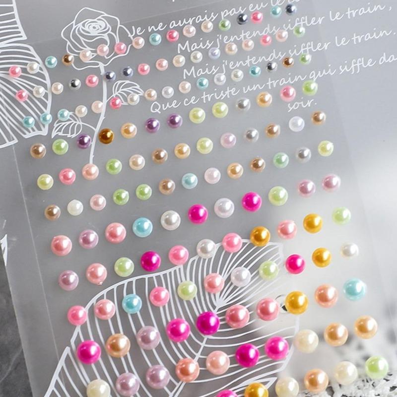 2Sheets Fashion Tattoo Makeup Eyeliner Eyeshadow Eyes Makeup Face Pearls Stickers Imitation Pearls Acrylic Self Adhesive