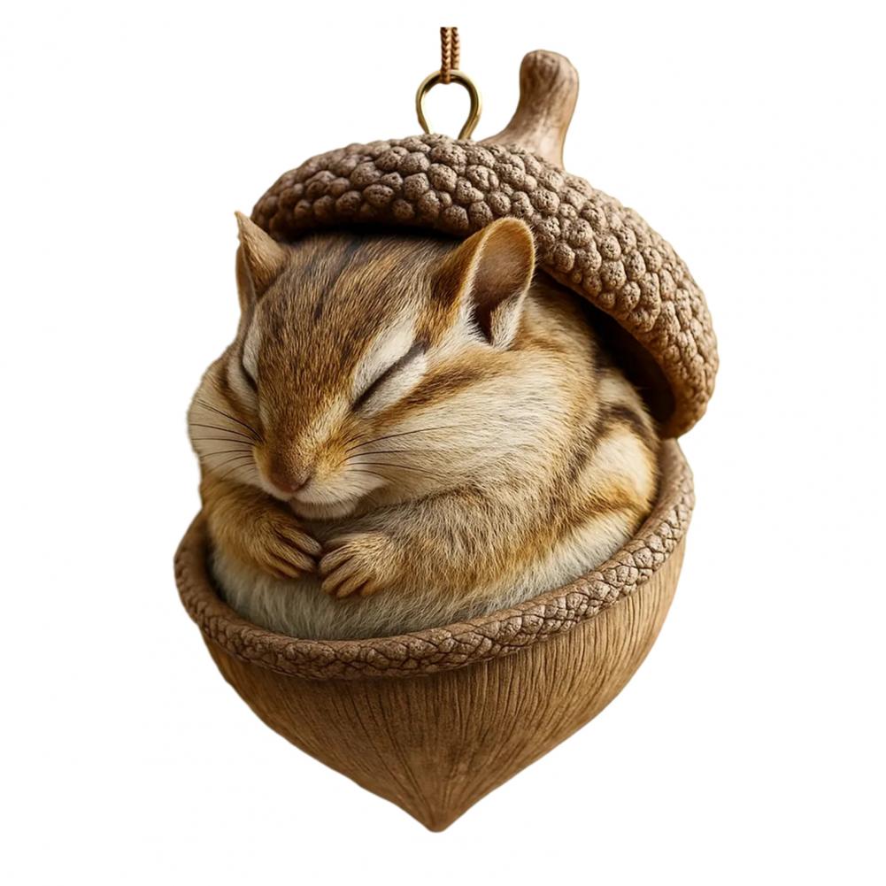 Forest Animal Acorn Ornaments 2D Acrylic Woodland Creature Hanging Ornament for Nature Lovers