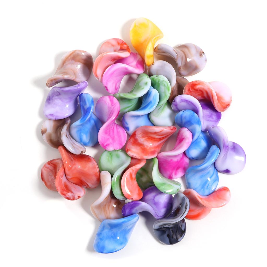 20-30pcs Colored Ink Painting Spacer Beads Heart Oval Irregular Shape Resin Beads For DIY Handmade Bracelet Keychain accessories