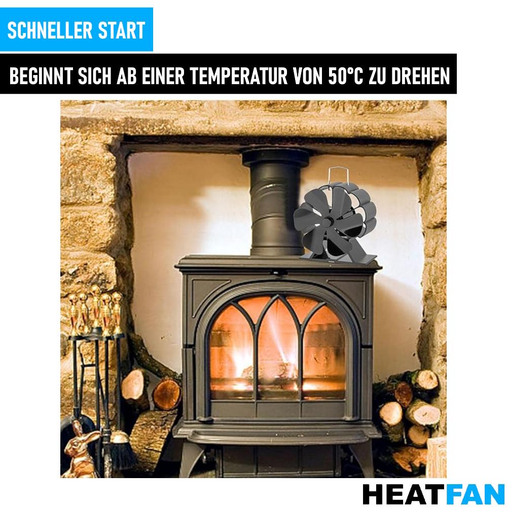HEATFAN Stove Fan Fireplace Fan Powerless Fan Blower 6-blades