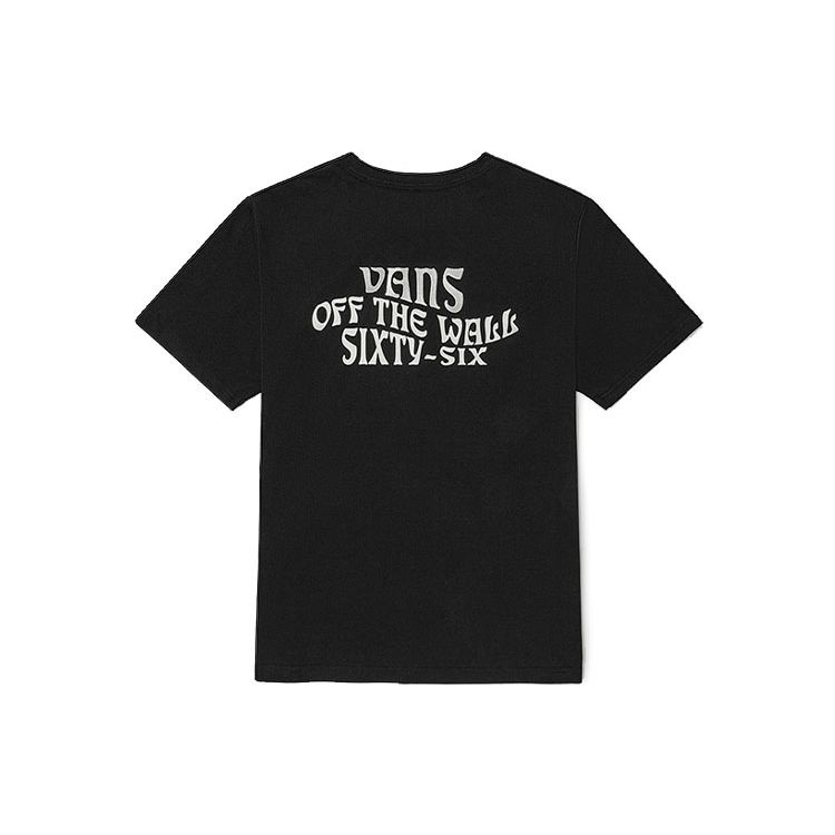 Vans Bagua Pattern Letter Print Loose Short Sleeve T-Shirt Unisex Tops Black VN0A5HAIBLK