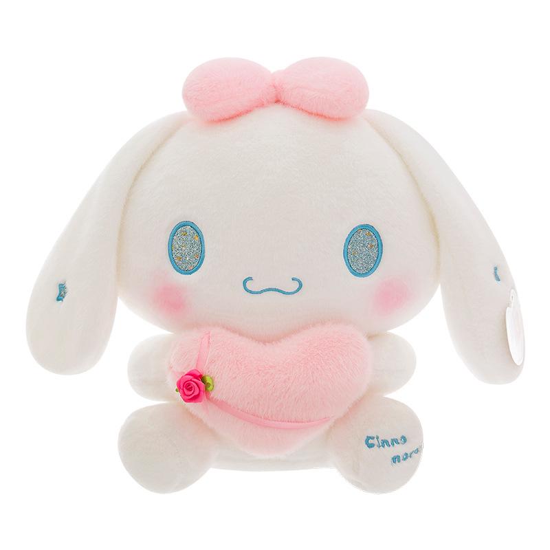Cinnamoroll Plush Toy: Cute Heart-Hugging Dog with Bow