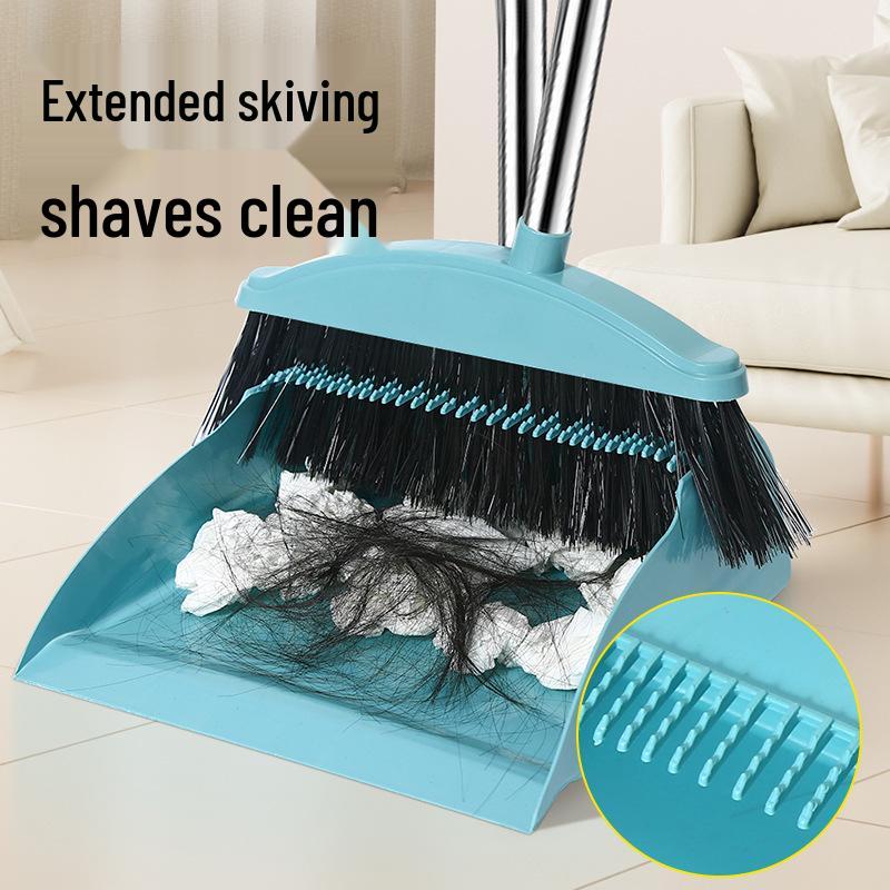 Soft Bristle Broom and Dustpan Set - Non-Stick Hair, Single Sweeping for Household Garbage