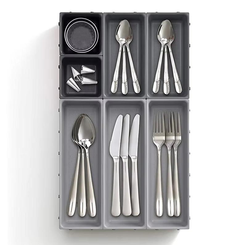 

7 Pieces Kitchen Drawer Tableware Cutlery Knife and Fork Free Combination Sorting Box Multi-functional Debris Storage Tray