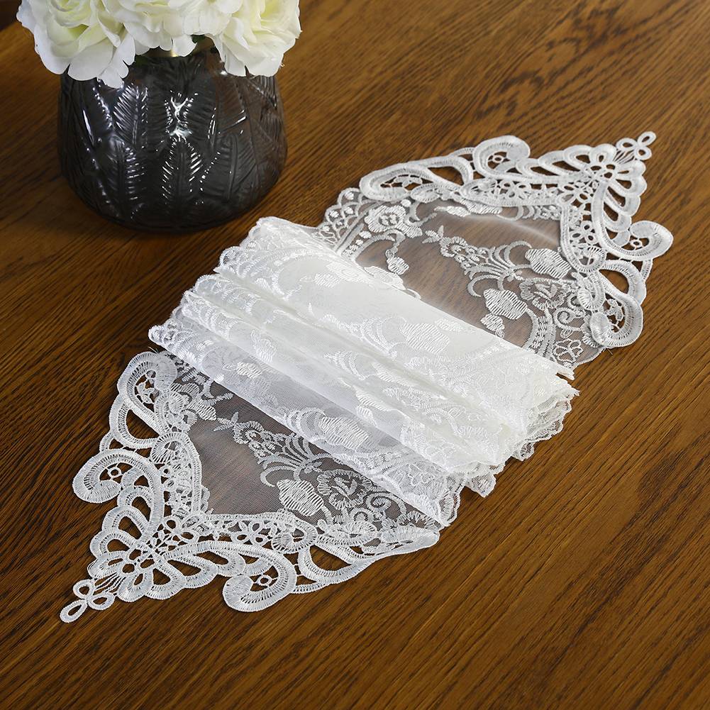 Embroidered Lace Table with Plant Patterns for Cabinet Decoration