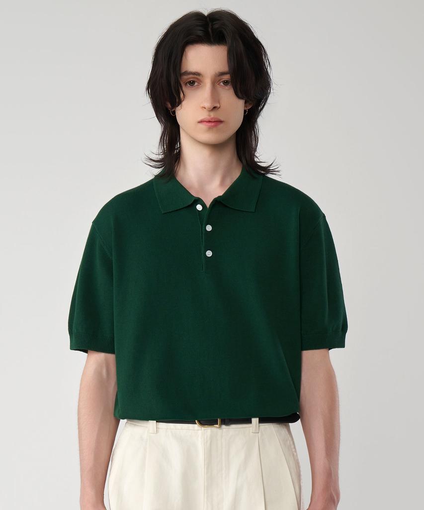 UNTAPPED STUDIO [2Pack] Washable Cool Cotton Short Sleeve Collared Knit 4 Colors (Type A)