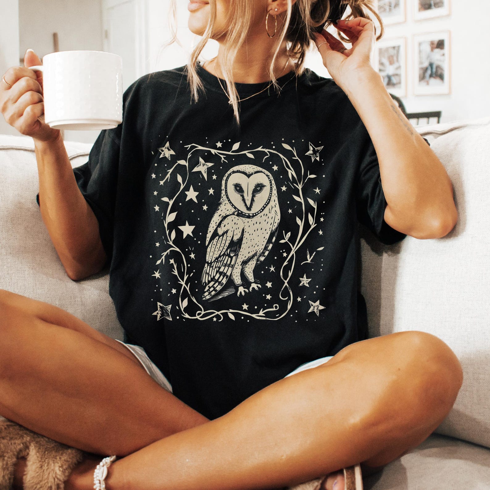 Barn Owl T-Shirt: Witchy Forest Bird Graphic Tee L
