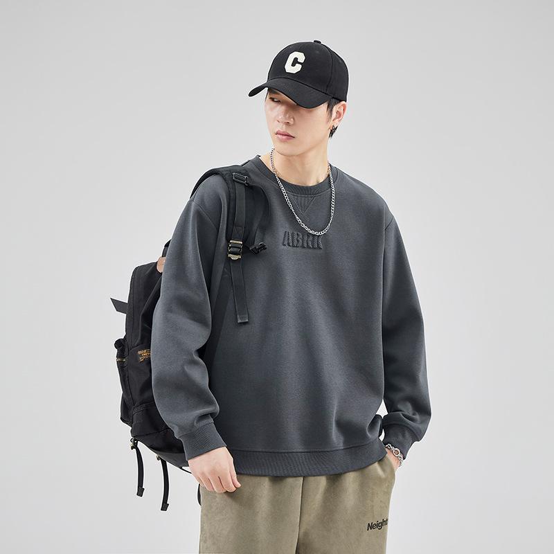 Trendy Men's Casual Loose Round Neck Hoodie with Letter Print for Spring and Autumn
