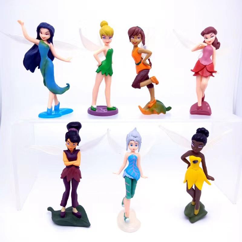 7pcsSet Princess Tinkerbells Mini Fairy Figure Toys Children Animation Cartoon Toys Girls Dolls Baby Toy Decorations Figure