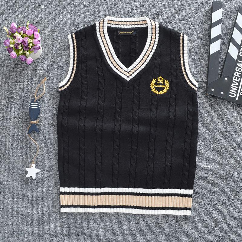 

Британский стиль Вышитая корона V-образный вырез Школьный жилет XL чёрный