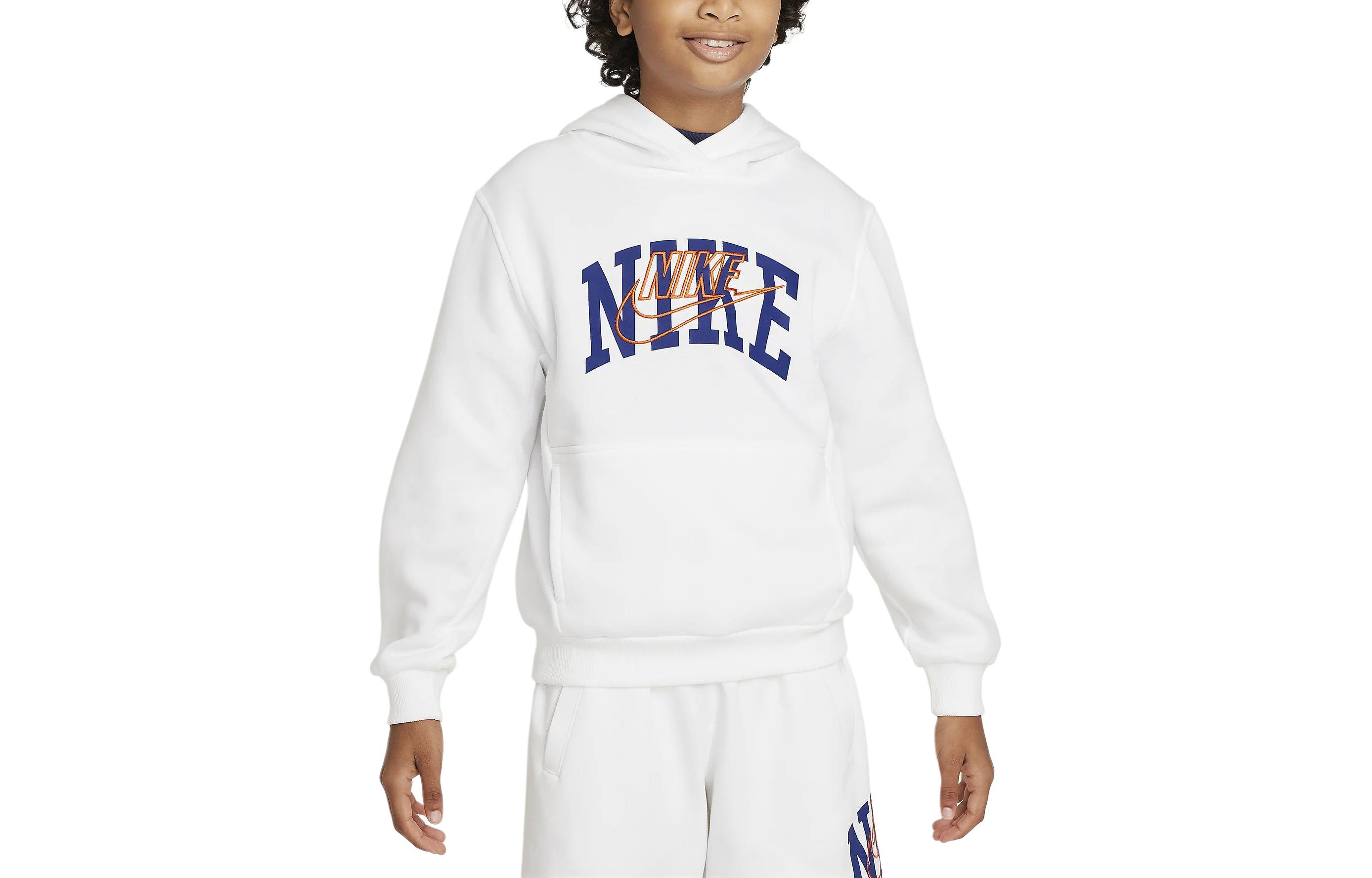 Nike Sweatshirt Kids  Apparel Sportswear Club Fleece Pullover Hoodie White Kids  FZ1403-100 M