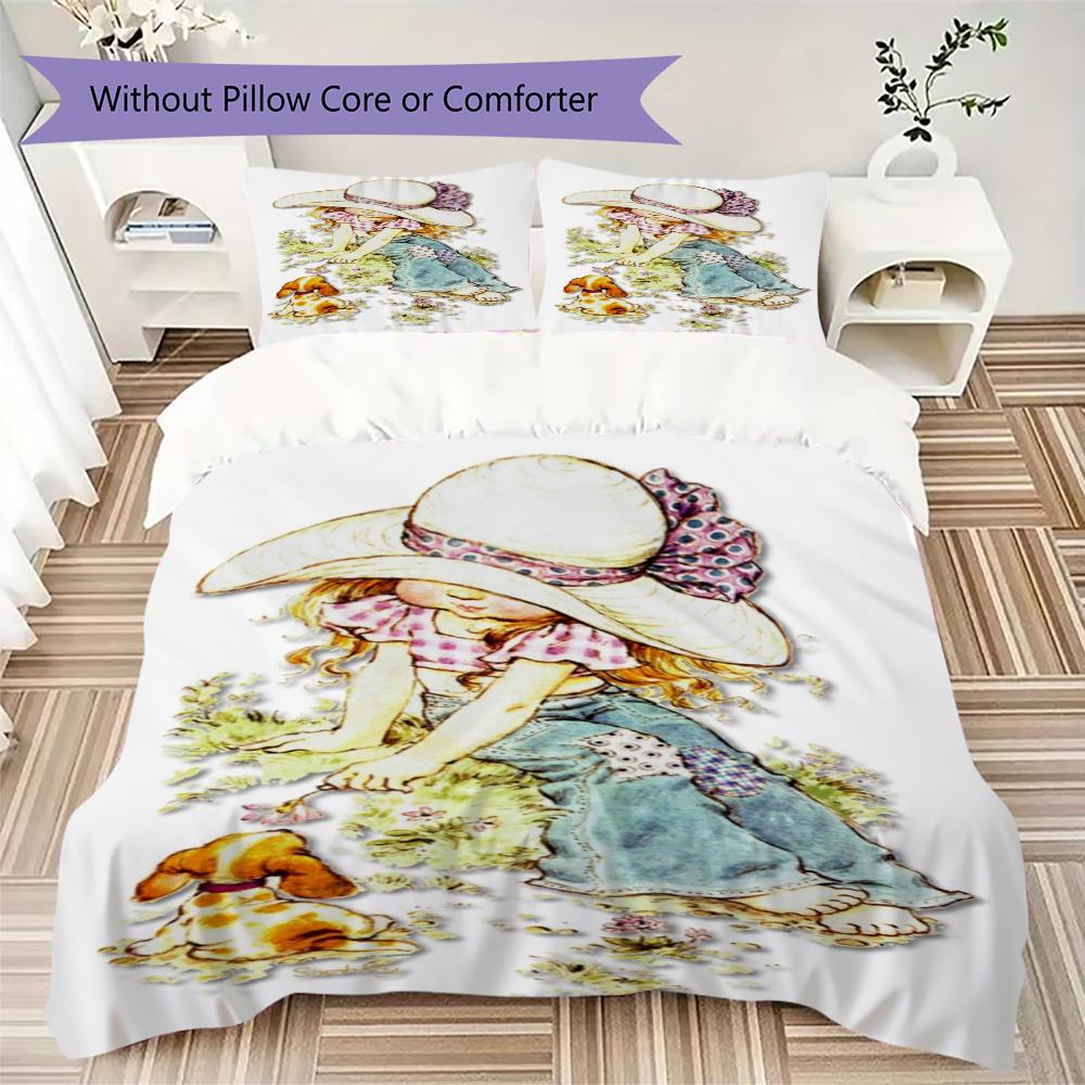 Sarah Kay Pattern Bedding Uilt Set Uilt Cover Pillowcase Home Decoration Birthday Gift (1 * Duvet Cover + 2 * Pillowcase Without Core)143