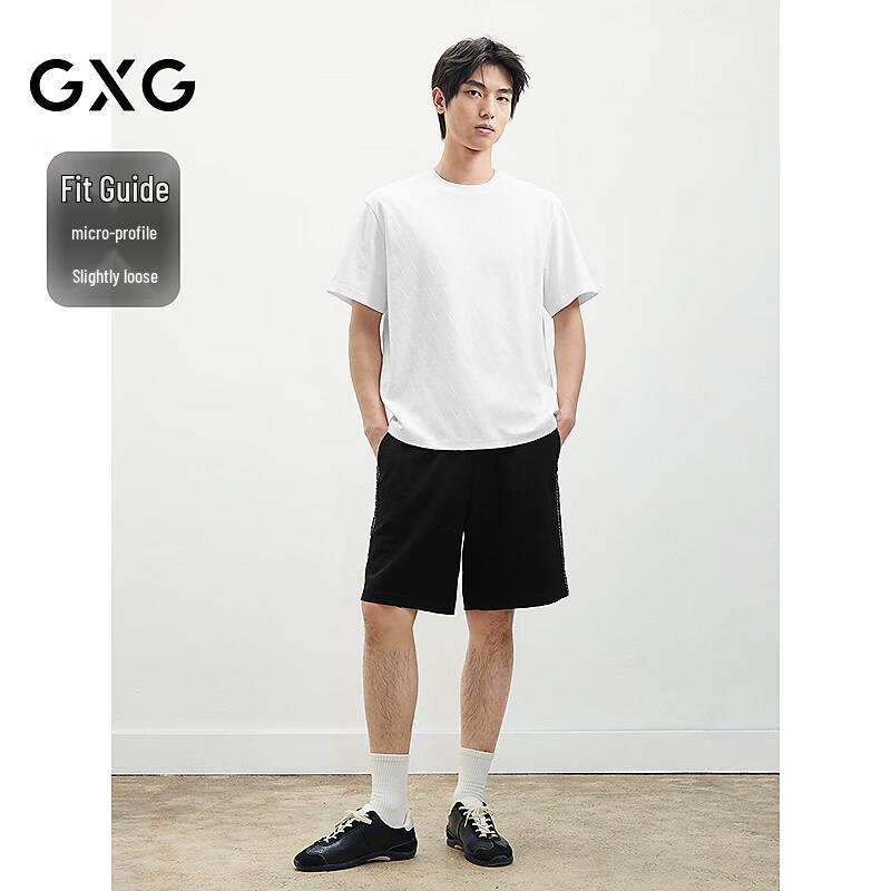 GXG Men's Two-Tone Jacquard Texture Short Sleeve Casual Crew Neck T-Shirt