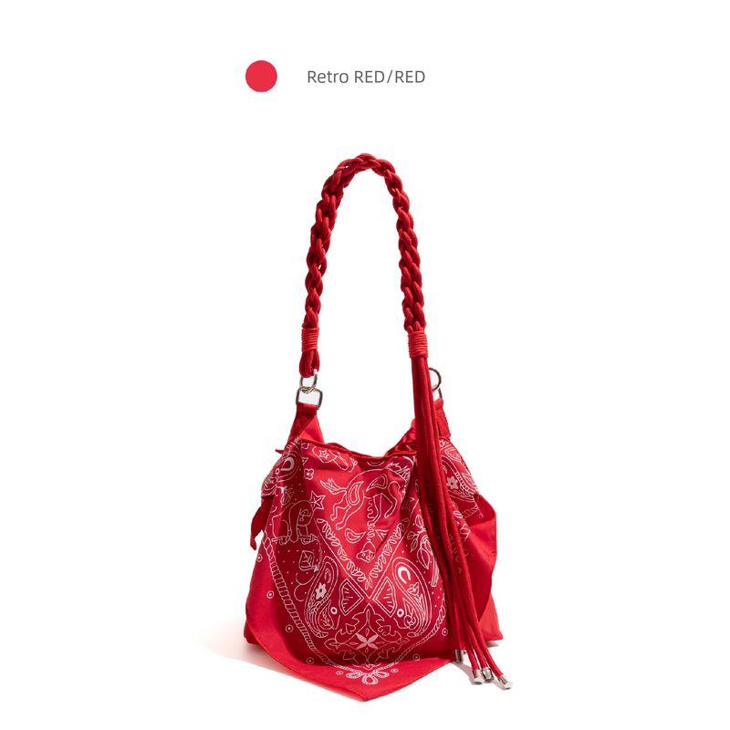 

Stylish Studio Retro Paisley Nylon Red Bag 2025 Summer Wear High-Grade Portable Shoulder Bag Retro Red
