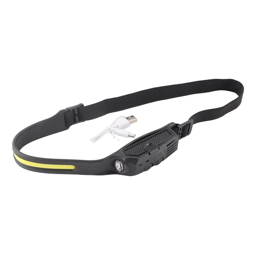 LED Headlight USB Charging 4 Level Double Button Switch Silica Gel Material Intelligent Sensing COB