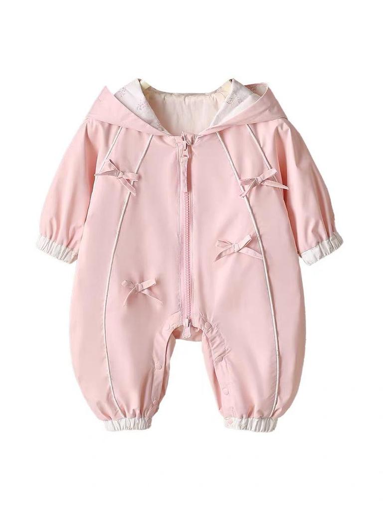 Newborn Baby Girl Sweet Hooded Romper Windbreaker - Spring/Autumn Outerwear