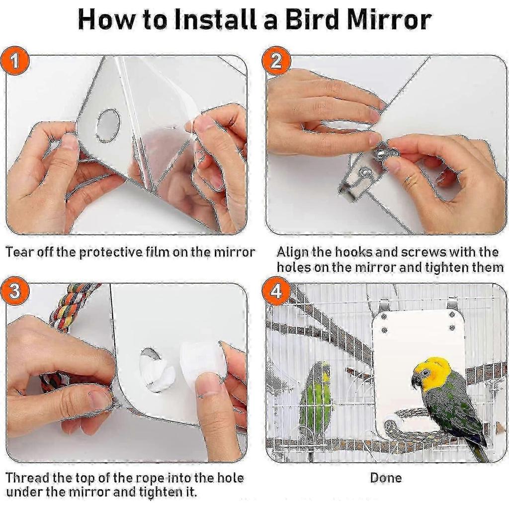 2025 Latest Model Bird Stand Rope Perch With Mirror Parrot Toy, Bird Mirror For