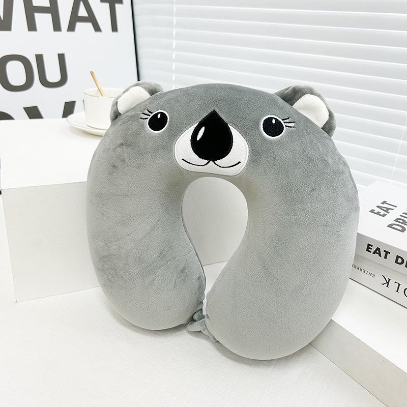 Cartoon Memory Foam U-Shaped Travel Neck Pillow for Airplane, Car & Student Use