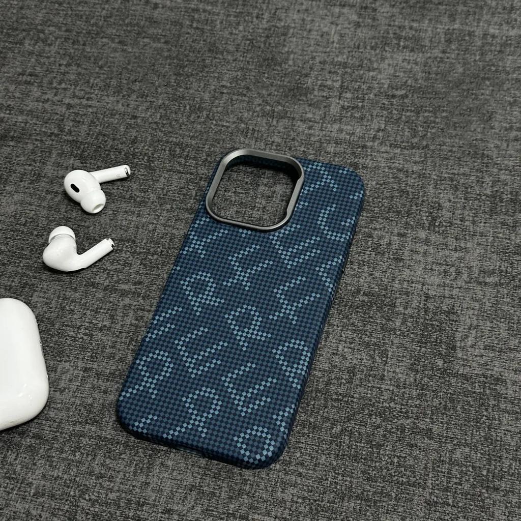 Applicable To IPhone17promax Carbon Fiber Pattern Mobile Phone Case Apple 16 Metal Lens Frame PC Ultra Thin Protective Case