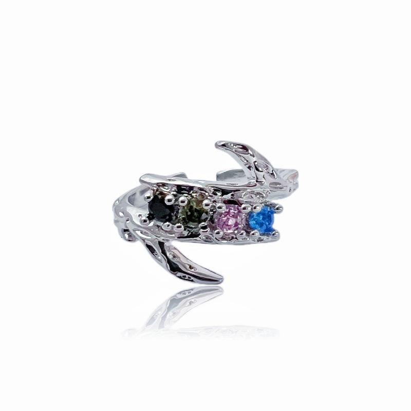 Original Niche Design Retro Retro Open Ring Moonstone Inlaid Zircon High-End Sense Personalized Fashion Ring Woman