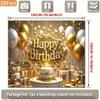 2D Shiny Gold Glitter Happy Birthday Backdrop Banner Party Decoration