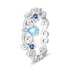 Retro 925 Sterling copper Sapphire Heart&Crown&Star Palace Pattern Ring Romantic Zircon Accessories