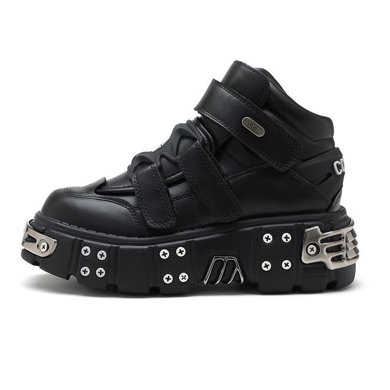 

Панк Стиль Элитная Красота Кроссовки Пара Высокие Повседневные Туфли Металлическая Подошва Толстая Подошва Увеличение Роста Мужские Беговые Кроссовки 45 чёрный