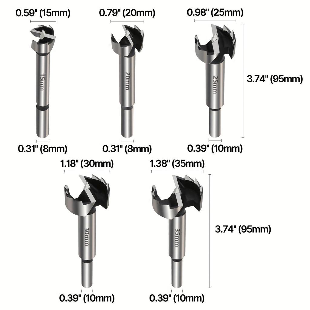 Wood Hole Saw Drill Bit Multi Tooth Flat Wing Drill Bit Round Shank Hinge Hole Cutter Woodworking Tool