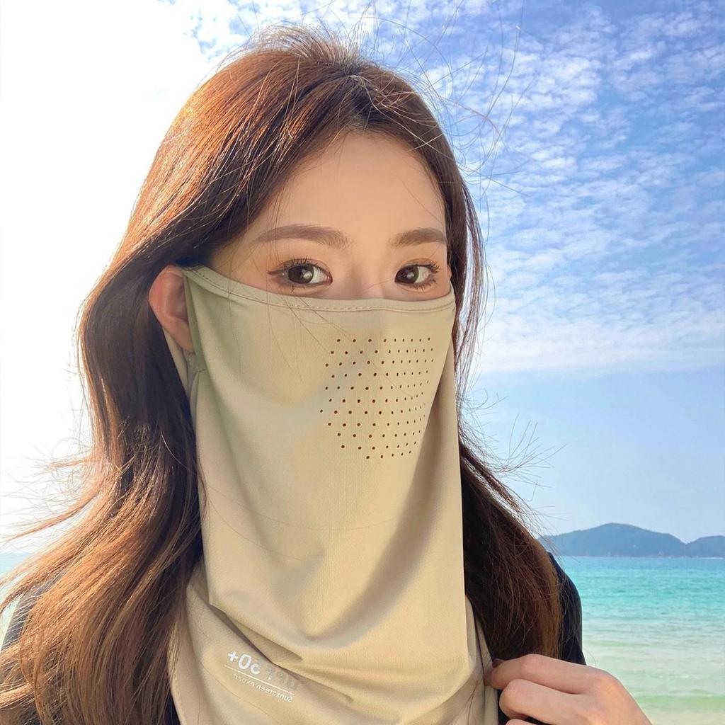 Unisex Ice Silk Face Veil: Breathable UV Protection for Summer Cycling, Driving, and Neck Sunshade.