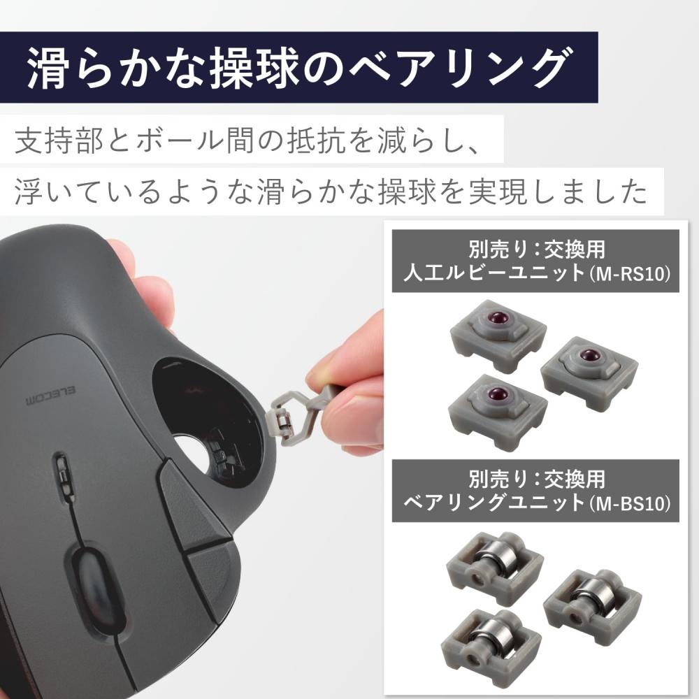 Elecom Kabellose Trackball-Maus IST Wireless 2,4 GHz, Kugellagerunterstützung, Daumenbedienung, 36-mm-Kugel, 5 Tasten, Windows, Mac, Chromebook, Schwarz, M-IT11DRBK