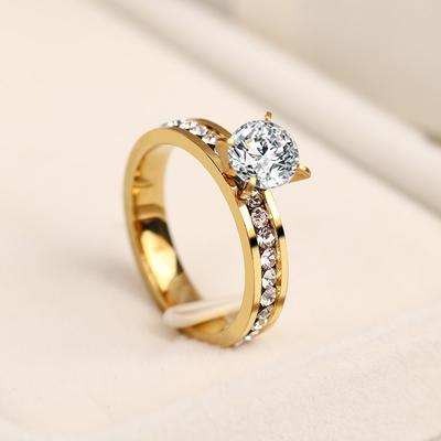 316L Stainless Steel Ring Crystal Rings For Women Circle CZ Fashion Engagement Jewelry Gifts