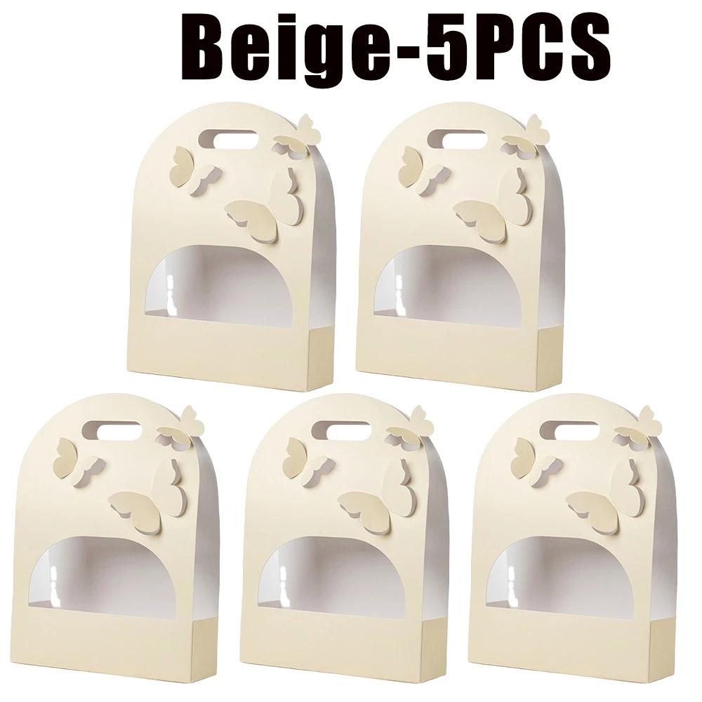 Portable Wedding Favour Boxes 3d Butterfly Carrier Bag Pink Floral Arrangement Gift Paper Package Flower Bouquet Bags