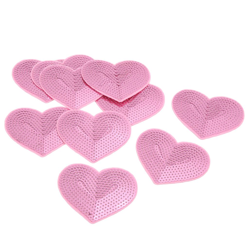 10Pcs Iron On Patches Pink Heart Lightweight Durable Cotton Wide Application Iron Patches for Shirt Jean Jacket